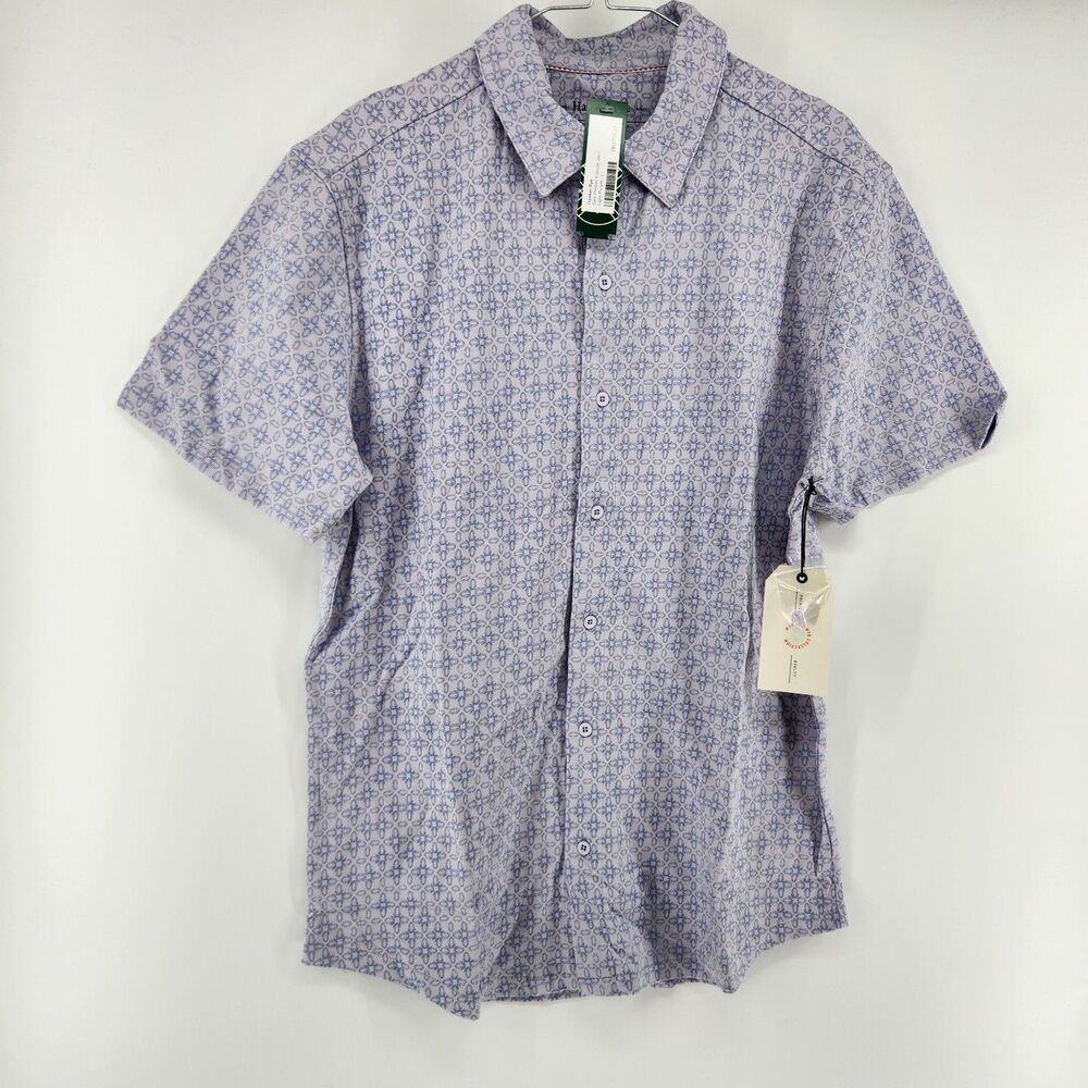 Hawker Rye Men's Light Purple Large Geo Printed Knoven Shirt NWT